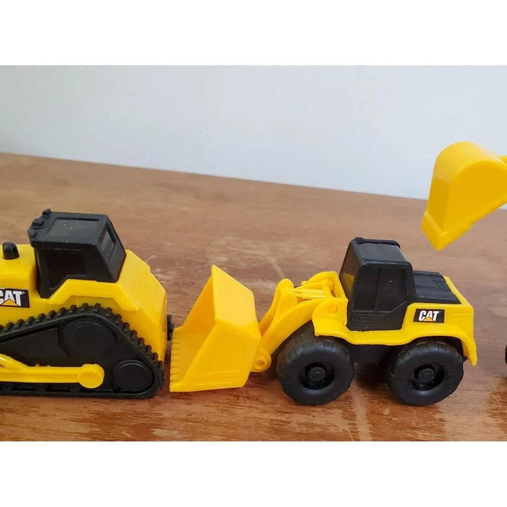 CAT Little Machines Toy Vehicle lot 4 Bulldoser Backhoe Digger Moving Parts 5